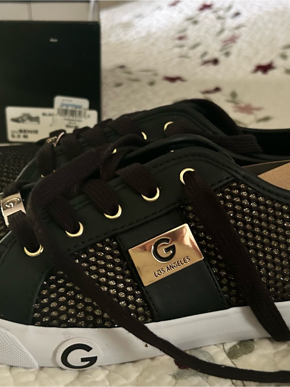 GBG Los Angeles Black and Gold Studded Sneakers